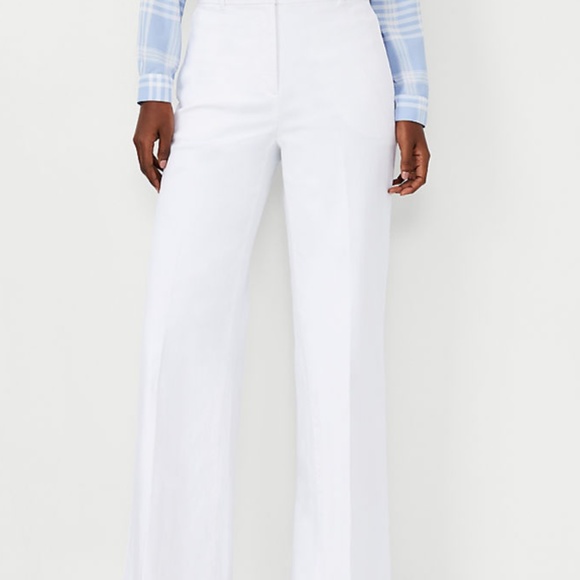 Ann Taylor Wide Leg Cotton Pants White Sz 4 NWT - Picture 2 of 9